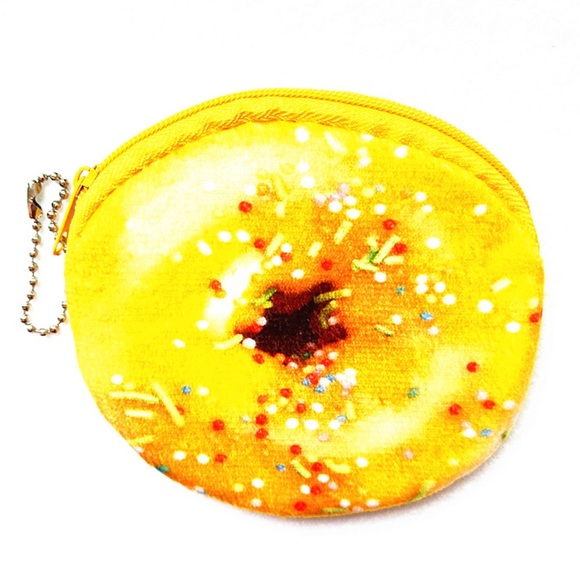 Soft plush yellow sprinkle donut coin purse key chain KAWAII - Picture 5 of 5